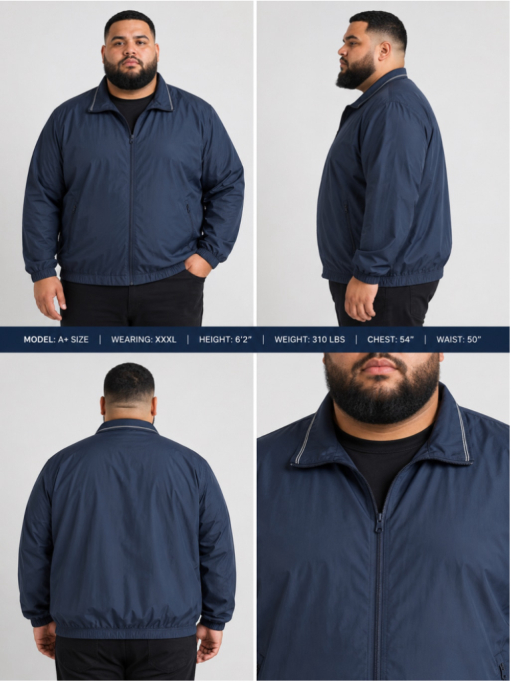 Men's Tommy Hilfiger Black Windbreaker XXL with White Stripes Summer